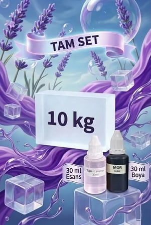 Kendi Sabununu Yap! 10 KG Şeffaf Sabun Bazı + Lavanta Esansı +Mor Boya