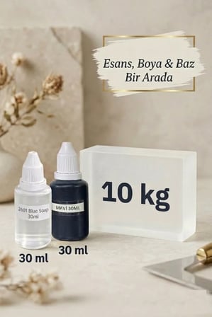 Kendi Sabununu Yap! 10 KG Şeffaf Sabun Bazı + Blue Soap Esansı +Mavi Boya