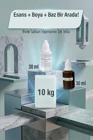 Kendi Sabununu Yap! 10 KG Şeffaf Sabun Bazı + Blue Soap Esansı +Mavi Boya