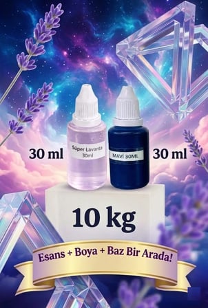 Kendi Sabununu Yap! 10 KG Şeffaf Sabun Bazı + Lavanta Esansı +Mavi Boya