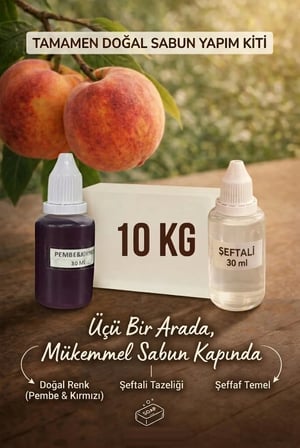 Kendi Sabununu Yap! 10 KG Şeffaf Sabun Bazı + Şeftali Esansı +Pembe Kırmızı Boya