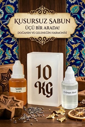 Kendi Sabununu Yap! 10 KG Şeffaf Sabun Bazı +C.Green Esansı +Sarı Boya