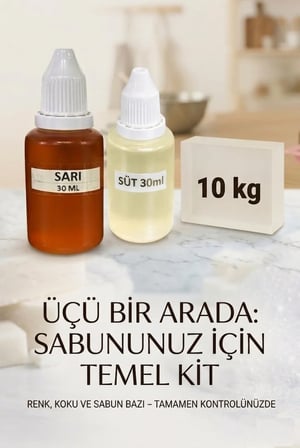 Kendi Sabununu Yap! 10 KG Şeffaf Sabun Bazı + Süt Esansı +Sarı Boya