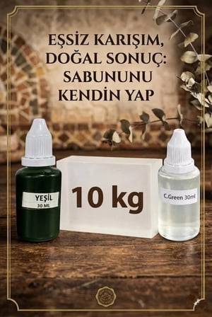 Kendi Sabununu Yap! 10 KG Şeffaf Sabun Bazı + C.Green Esansı +Yeşil Boya