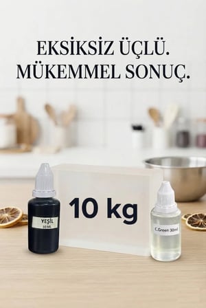 Kendi Sabununu Yap! 10 KG Şeffaf Sabun Bazı + C.Green Esansı +Yeşil Boya