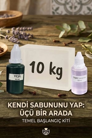 Kendi Sabununu Yap! 10 KG Şeffaf Sabun Bazı + Lavanta Esansı +Yeşil Boya