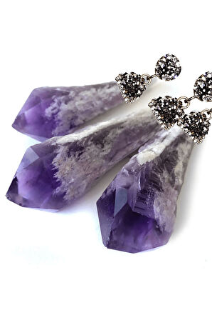 Sertifikalı Zirkon Taşlı Ham İşlenmemiş Ametist Taşı Kolye
