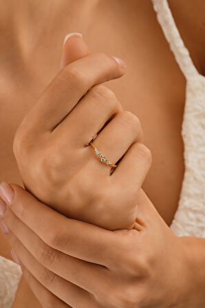 14 Ayar Altın Mini Taşlı Yüzük