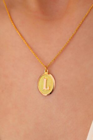 14 Ayar Altın Nostalji L Harfi Halat Zincir Kolye