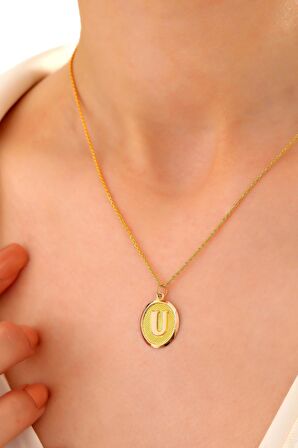 14 Ayar Altın Nostalji U Harfi Halat Zincir Kolye