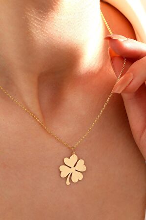 14 Ayar Altın Astar Yonca Doç Zincir Kolye