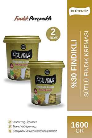 Activella Sütlü Fındık Kreması Parçacıklı 800gr %30 Fındıklı X2