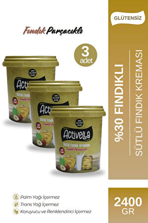 Activella Sütlü Fındık Kreması Parçacıklı 800gr %30 Fındıklı X3
