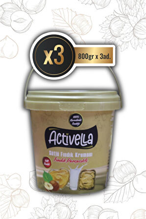 Activella Sütlü Fındık Kreması Parçacıklı 800gr %30 Fındıklı X3