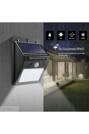 Premium Dış Lamba Duvar Armatürü Bina Lambası Solar Bahçe Aydınlatma Güneş Enerjili Su Geçirmez Led