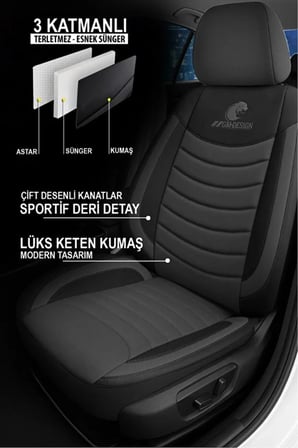 Mitsubishi Asx (facelift 2016) 1.6 (117 Hp) 2018 PANTHER Serisi UYUMLU KETEN OTO KOLTUK KILIFI FÜME