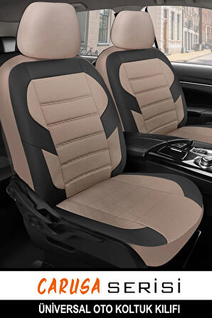 Alfa Romeo Alfasud  Uyumlu 5 KOLTUK TAM SET CARUSA SERİSİ TAM SET TAY TÜYÜ OTO KOLTUK KILIFI BEJ-SİYAH