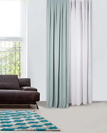Massarelli Fon Perde Mint Rengi 1-3 Sık Pile
