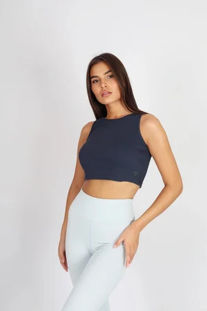 Kadın Rose Basic Halter Yaka Esnek Biyeli Kaşkorse Kumaş Crop Top Body Atlet