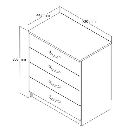 Şifonyer 4 Çekmeceli Çam - SFY0102