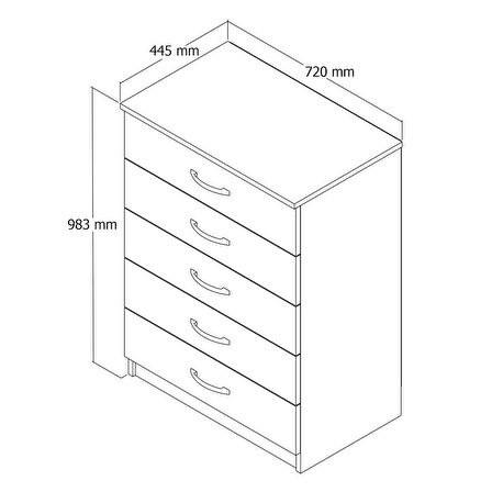 Şifonyer 5 Çekmeceli Çam - SFY0202
