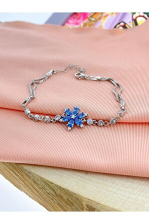 Lotus Tasarım Yakut Taşlı Zirkon Gümüş Bileklik