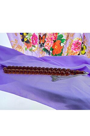 Sarı Hareli Kapsül Kesim Sıkma Kehribar Tesbih