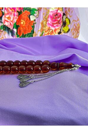 Sarı Hareli Kapsül Kesim Sıkma Kehribar Tesbih