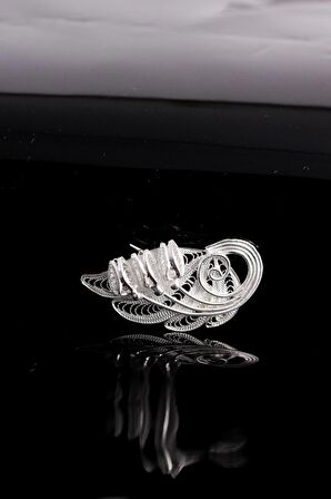 Kuğu Model El Işi Telkari Gümüş Broş & Yaka İğnesi 