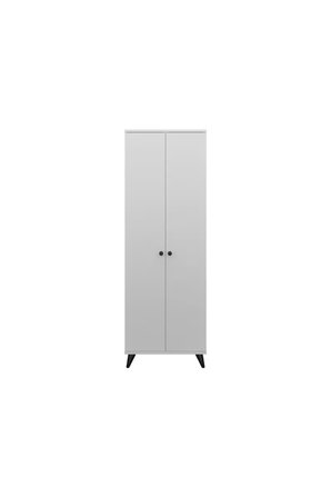 Simple Gardırop 6 Raflı 2 Kapaklı Tek Askılı 60x44x176 BEYAZ