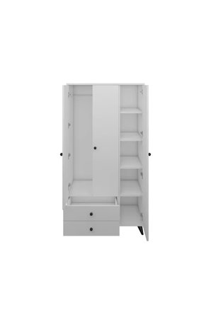 Simple Gardırop 5 Raflı 2 Çekmeceli Tek Askılı 90x44x176 BEYAZ