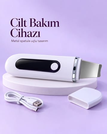 Yüz Ve Cilt Bakım Cihazı Metal Spatula Uçlu USB Şarjlı Beyaz Ev Tipi Alet BX-316405