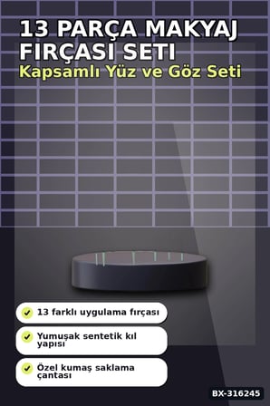 Makyaj Fırça Seti 13 Parça - Yumuşak Kıllı Dökülme Yapmayan Yüz ve Göz Seti BX-316245
