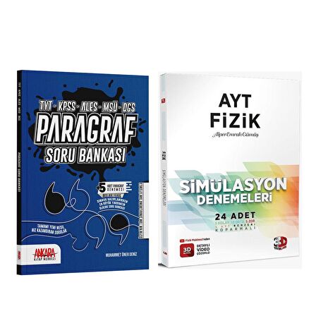 3D AYT Fizik Deneme ve AKM Paragraf Soru Bankası Seti 2 Kitap