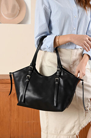 Kadın Büyük Kapasiteli Astarlı Kaliteli Derili Omuz Çantası