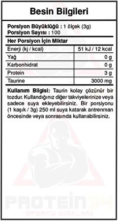 Bigjoy Sports Taurine Powder Aromasız 300 Gr