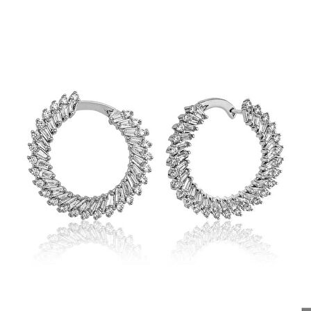 Gümüş Trapez Taşlı  Kadın Küpe