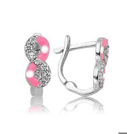 Gümüş Pembe Sonsuzluk Çocuk Küpesi