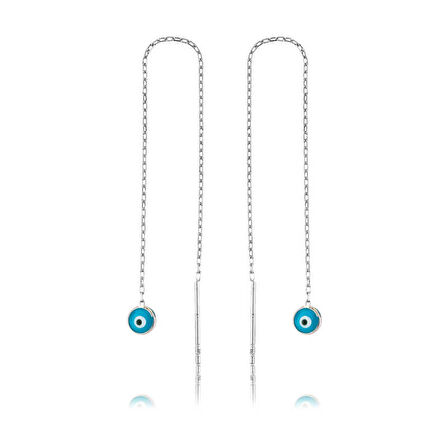 Gümüş Nazar Zincirli Küpe