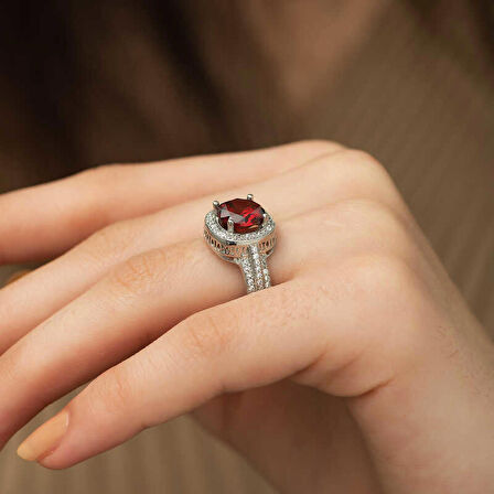 Gümüş Baget Yuvarlak Kadın Yüzük