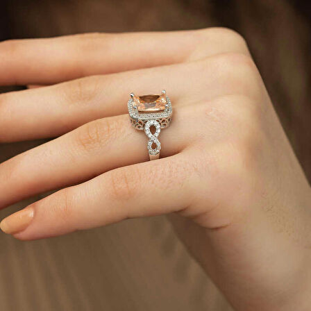 Gümüş Baget Kare Kadın Yüzük