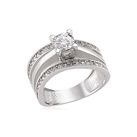 Gümüş Tek Taş Kadın Yüzük