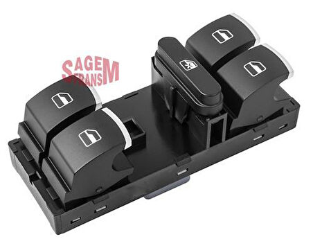 Sagem 400107 Cam Açma Kapama Anahtarı Surucu Tarafı Dörtlü (Krom Kaplama) Golf VI Passa CC Jetta IV Tiguan Touran 05-15 5K4959857