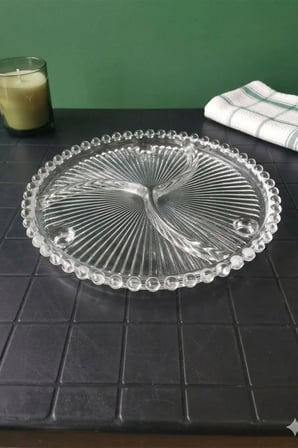 Lurexa Ayaklı Cam Sunumluk Çerezlik 23 cm