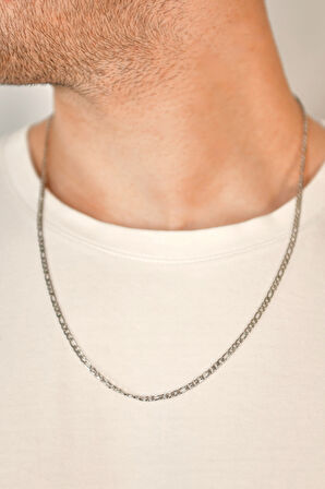 3'e 1 Figaro Model Erkek Çelik Zincir Kolye 3 Mm