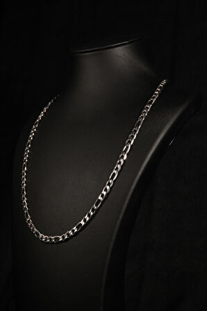 3'e 1 Figaro Model Erkek Çelik Zincir Kolye 5 Mm