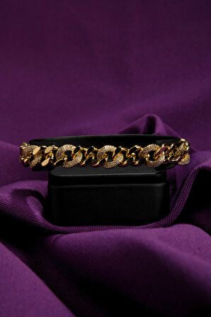 Glamour Stil Lüks Taş Detaylı Kadın Çelik Görünümlü Xp Zincir Bileklik