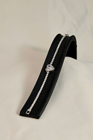 Kalpli Zirkon Taşlı Yuvarlak Sıralı Kadın Çelik Görünümlü Xp Zincir Bileklik