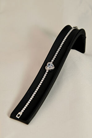 Kalpli Zirkon Taşlı Yuvarlak Sıralı Kadın Çelik Görünümlü Xp Zincir Bileklik