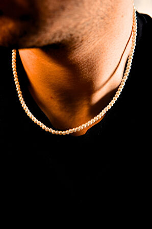 İnci Taşlı Unisex Kolye 4mm